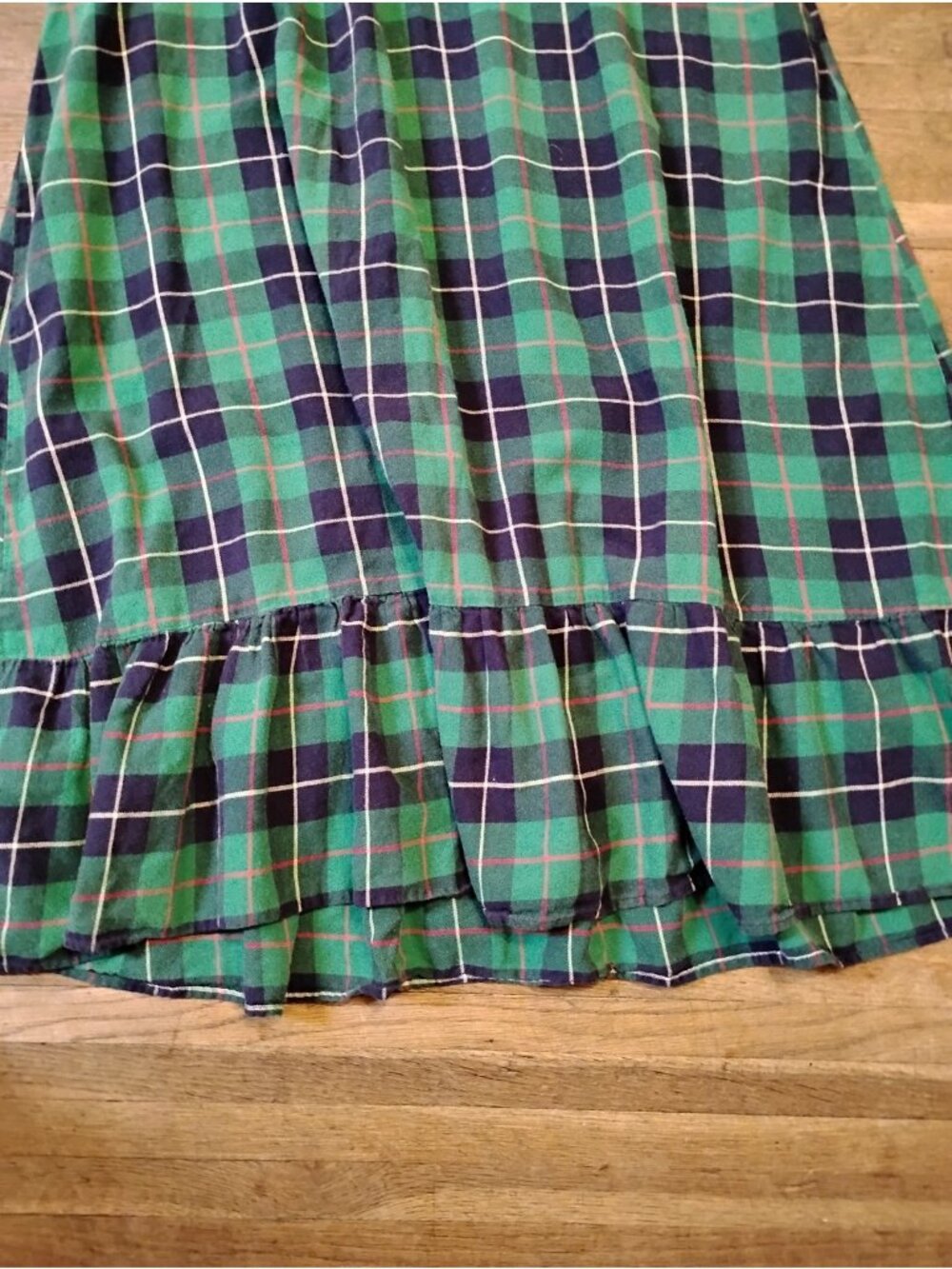 Vtg Talbots Flannel Nightgown Plaid Ruffle Hem Lace Grandmacore Winter Prairie M - Picture 3 of 9